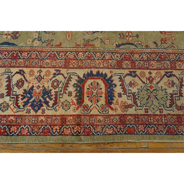 Rustic Gorgeous and Stately Green-Celadon Background With Ivory Border Antique Sultanabad Persian Rug For Sale - Image 3 of 6