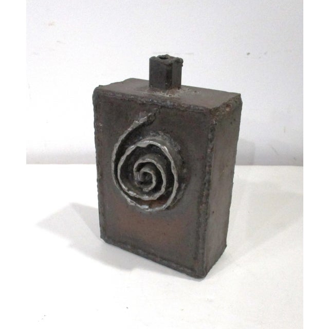 1980s Brutalist Steel Vase by Jim Heneveld in the Style of Paul Evans For Sale - Image 5 of 9