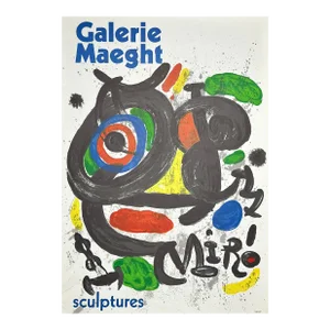 Original 1970 Joan Miró Sculpture Exhibition at Galerie Maeght Screenprint