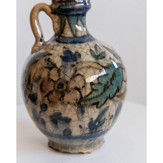 Small Hand-Painted Ceramic Vase with Floral Pattern and Handle, 18th Century For Sale - Image 6 of 11