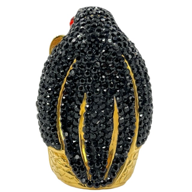 70s Judith Leiber Pillbox Penguin Bird Vintage Pill Box Gold Crystals