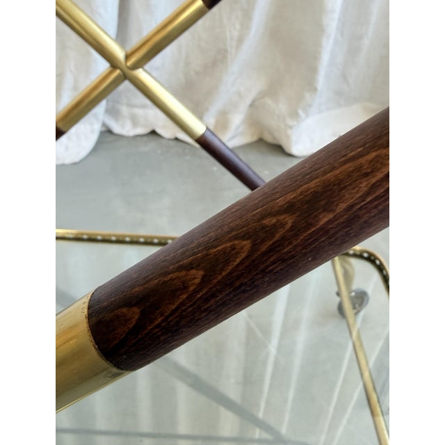 Metal Mid-Century Modern Serving Bar Cart with Brass and Rosewood by Cesare Lacca, Italy, 1950s For Sale - Image 7 of 18