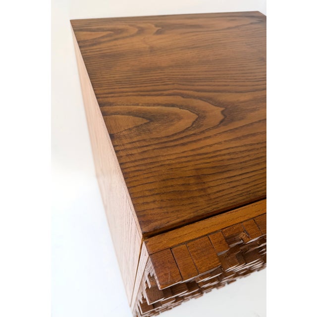 Contemporary Pair of Wood Marquetry Cube Bedside Tables. Italy For Sale - Image 12 of 17
