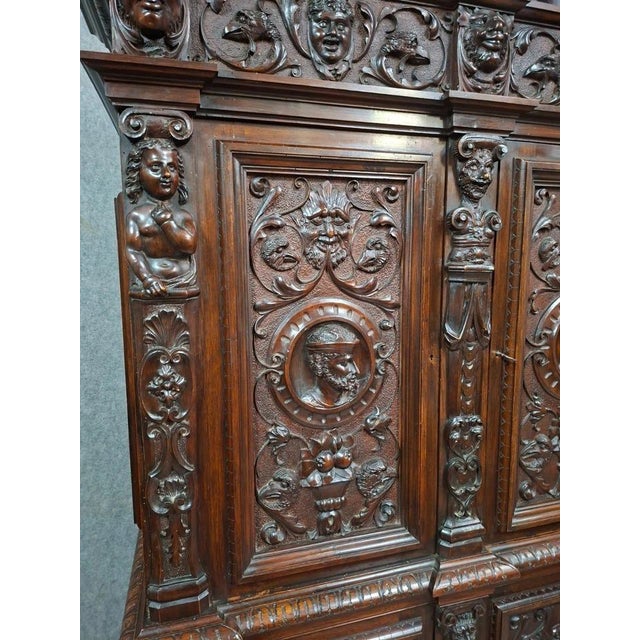 Antique Carved Walnut Buffet, 1890s For Sale - Image 4 of 9