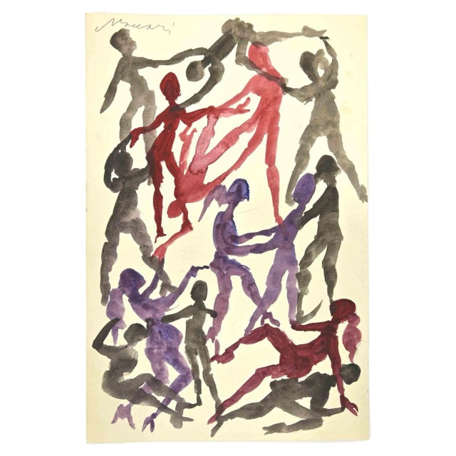 Mino Maccari, Dances, Watercolor, 1960s For Sale