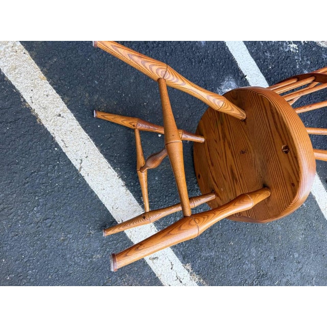 Late 20th Century Bent Brothers Colonial Style Bow Back Windsor Oak Wood Dining Chairs For Sale - Image 14 of 16