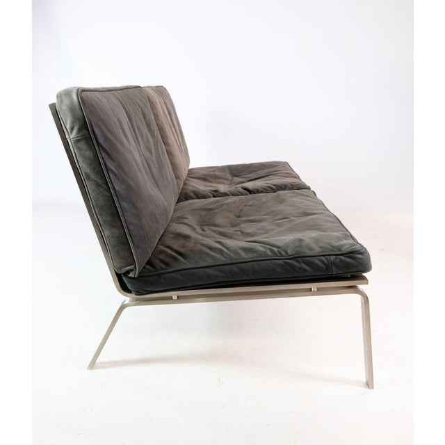 Stainless Steel & Black Leather 2-Seater Sofa by Mann for Norr11, 2000s For Sale - Image 3 of 16