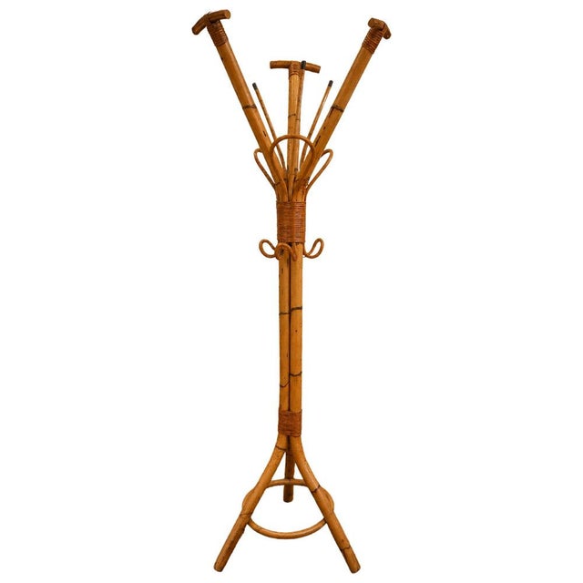 Wood Parrot Coat Rack in Bamboo and Rattan, 1960s For Sale - Image 7 of 7