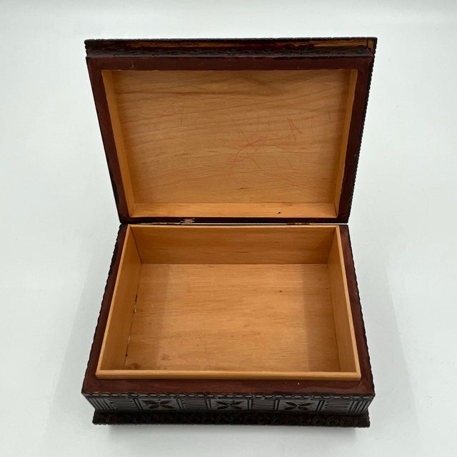 Vintage Polish Folk Art Carved Wood Box For Sale - Image 10 of 12