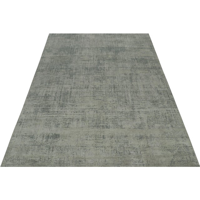 Modern Rug & Kilim’s Abstract Rug in Gray and Stone Blue Geometric Pattern, 9′ × 12′ For Sale - Image 3 of 8
