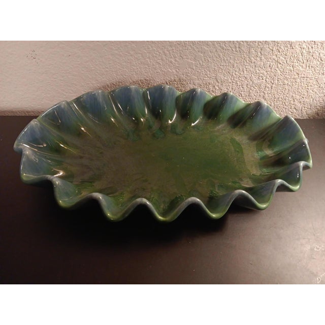 1980s 1980s Royal Haeger Variegated Glazed Ruffled Ceramic Oval Bowl For Sale - Image 5 of 6