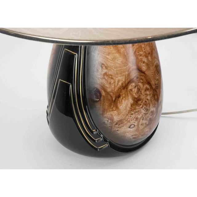Black Vintage Art Deco Ceramic and Metal Table Lamp, Italy, 1970s For Sale - Image 8 of 9