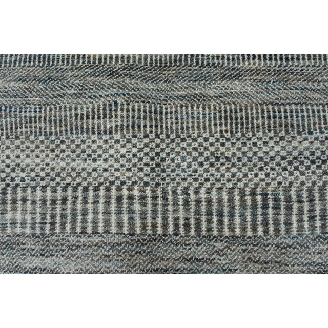 Blue Fine Contemporary Rug 8'2'' X 10'2'' Blue Ivory Wool Hand-Knotted Carpet For Sale - Image 8 of 12