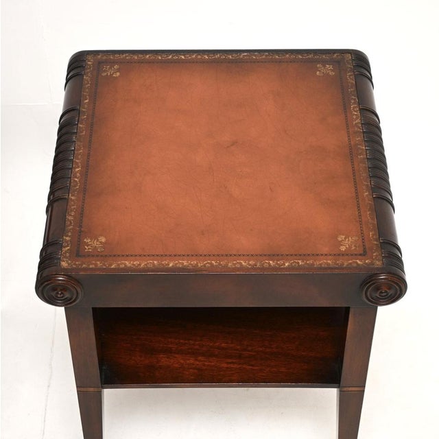 Antique Regency Leather Top Side Tables, 1930s, Set of 2 For Sale - Image 6 of 10