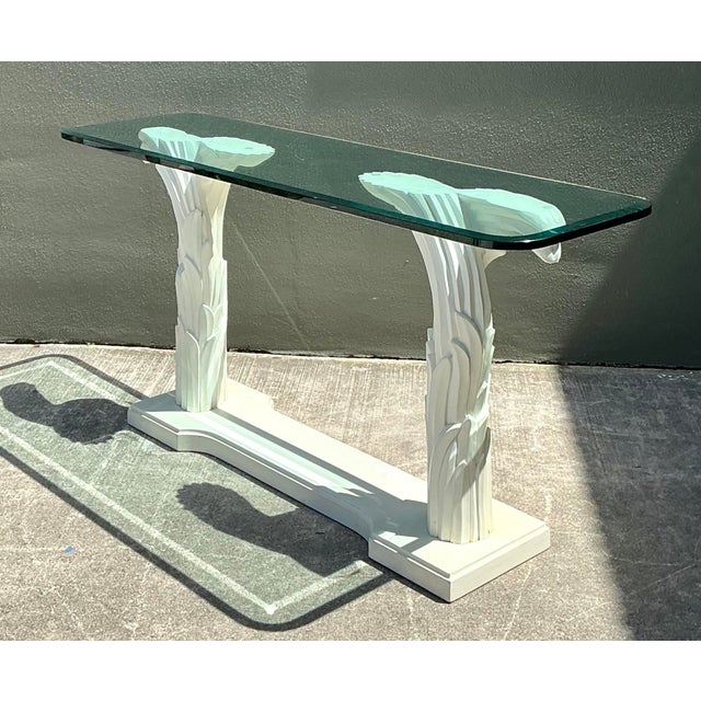 Serge Roche Vintage Serge Roche Twisted Palm Frond Console Table For Sale - Image 4 of 12