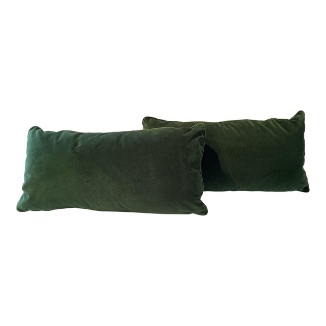 Pair of Rubelli Velvetforty, Smeraldo Lumbar Pillows 26" X 14" For Sale