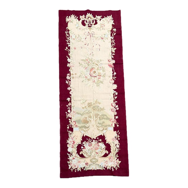 Vintage French Aubusson Style Floral Tapestry Runner For Sale