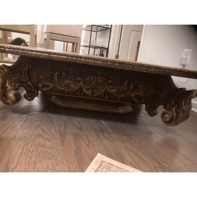 2010s Gilded, Baroque French-Style, Solid Wood Coffee Table For Sale - Image 5 of 6