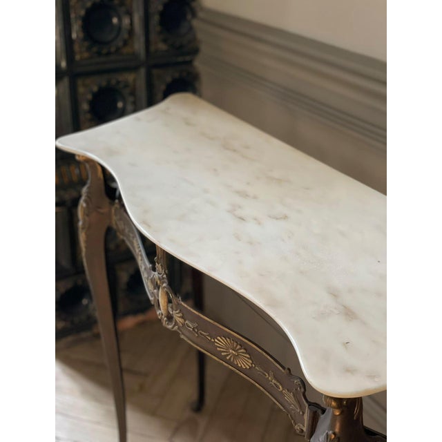 Vintage Italian Console Table with Marble Top, 1960 For Sale - Image 4 of 8
