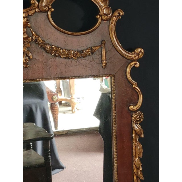 1900 French Gilded Carved Wood Wall Mirror Neoclassical Decorative For Sale - Image 9 of 12