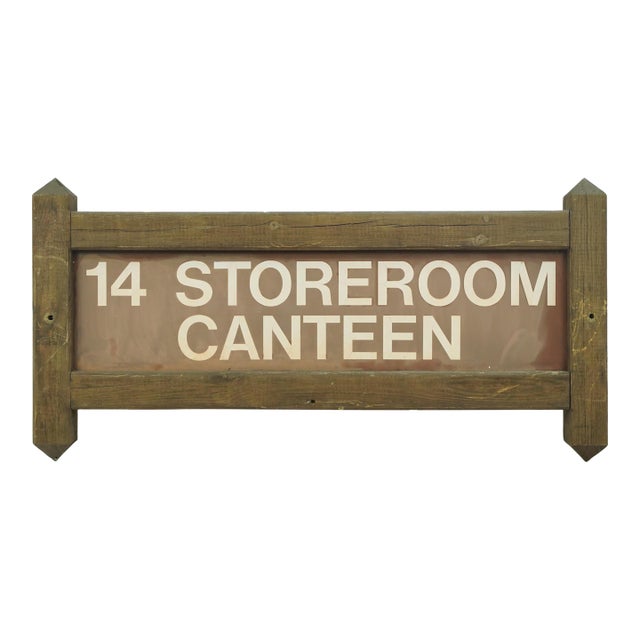 Late 20th Century Reclaimed Wood 14 Storeroom Canteen Outdoor Sign For Sale