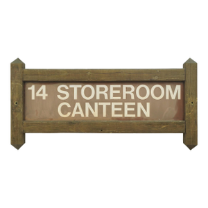 Late 20th Century Reclaimed Wood 14 Storeroom Canteen Outdoor Sign