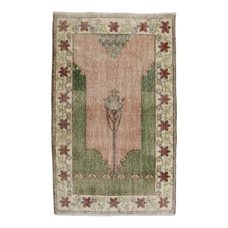 Early 21st Century Zabihi Collection Worn Turkish Prayer Rug - 2'10" x 4'1" For Sale