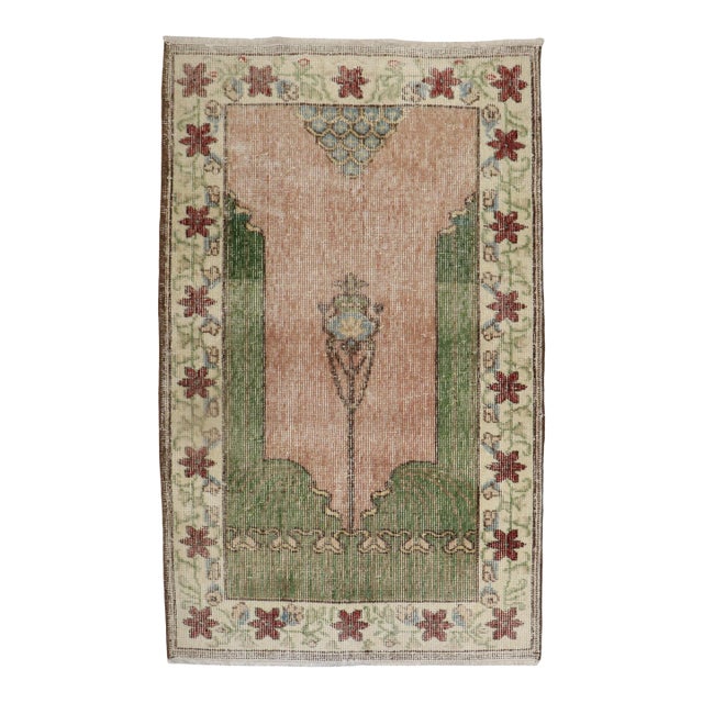 Early 21st Century Zabihi Collection Worn Turkish Prayer Rug - 2'10" x 4'1" For Sale