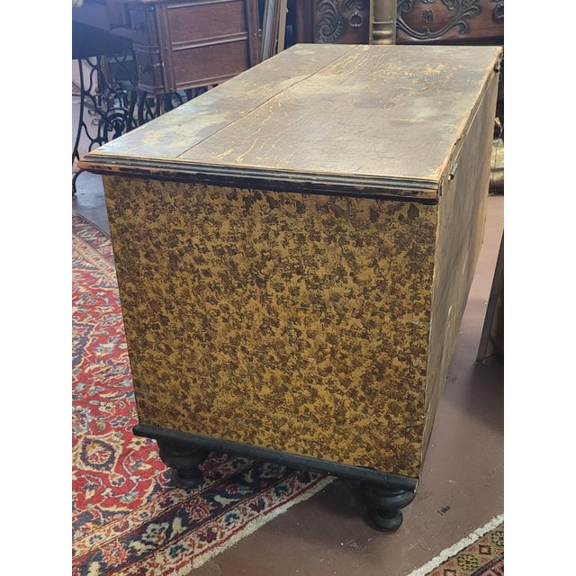 Mustard Early 19th Century Sponge Painted Blanket Chest For Sale - Image 8 of 13