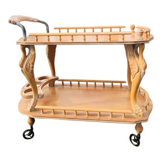 Swan Bar Cart in the Style of Aldo Tura Circa 1950s For Sale