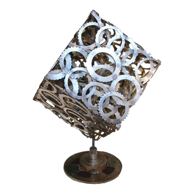 Abstract Artist Made Rotating Gear Cube For Sale