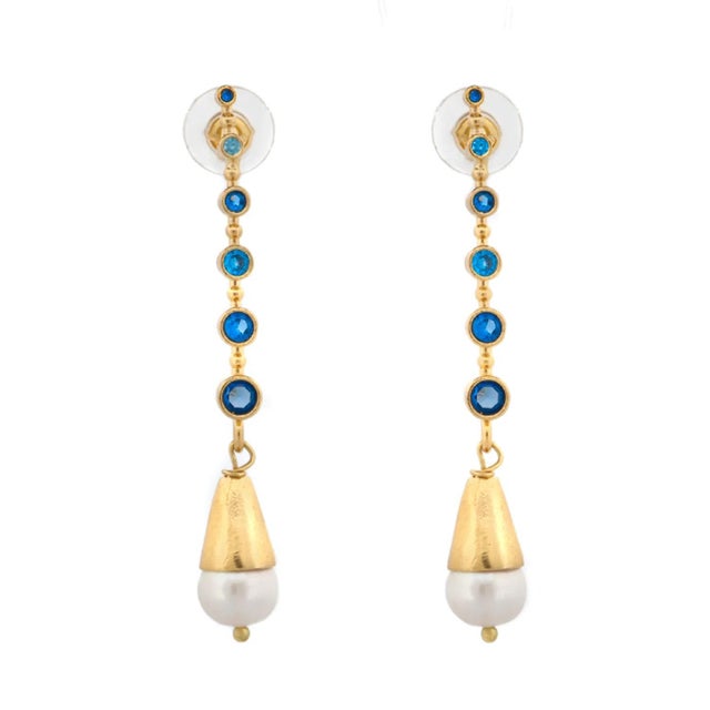 Sky Blue Mystic Sky Blue Topaz & Pearl Drop Earrings, A Pair For Sale - Image 8 of 8