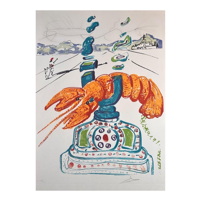 1975 Dali Imaginations & Objects Cybernetic Lobster Telephone H Sig/Num Surreal Art For Sale