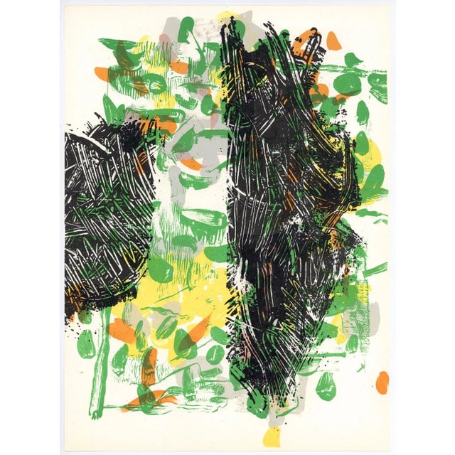Jean-Paul Riopelle - Abstract composition in green, Original lithograph by Jean-Paul Riopelle for the Art Magazine...
