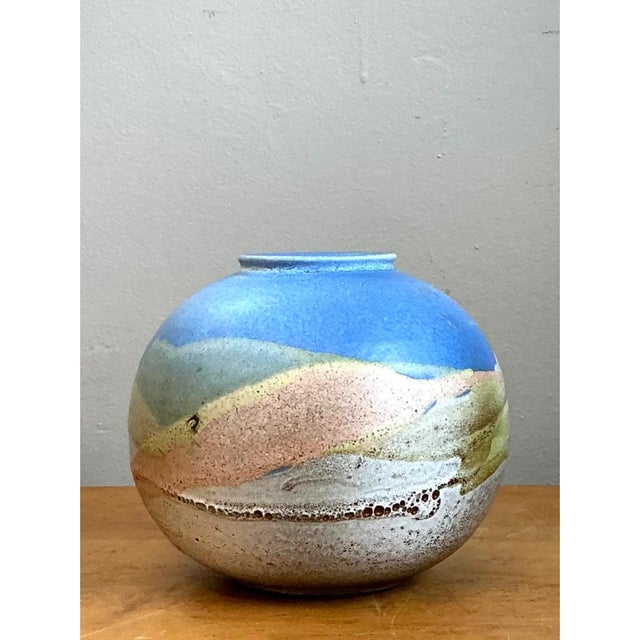 Vintage Abstract Glazed Ceramic Vase For Sale In West Palm - Image 6 of 12