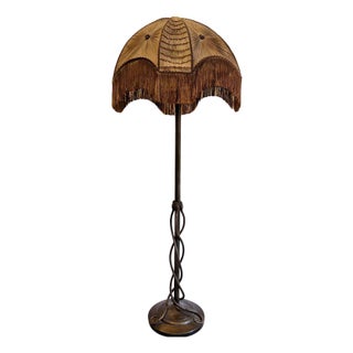 Vintage Bronze Floor Lamp with Entwined Snakes, 1950s For Sale