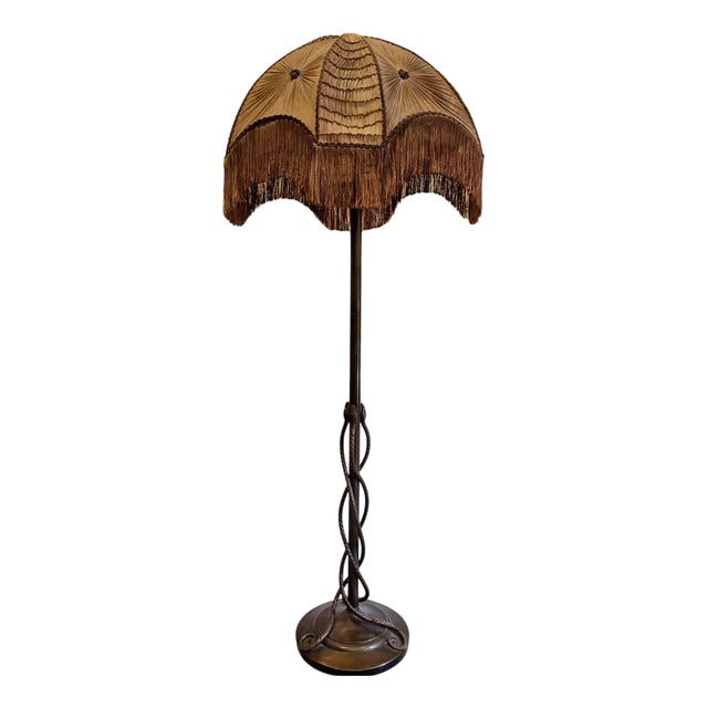 Vintage Bronze Floor Lamp with Entwined Snakes, 1950s For Sale