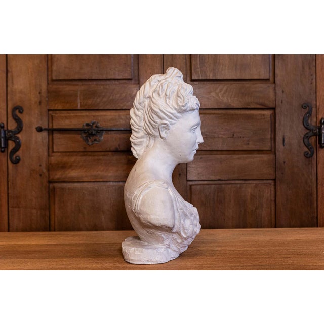 Italian Italian Bust of a Woman Wearing a Creased Dress with Fibula, 20th Century For Sale - Image 3 of 10