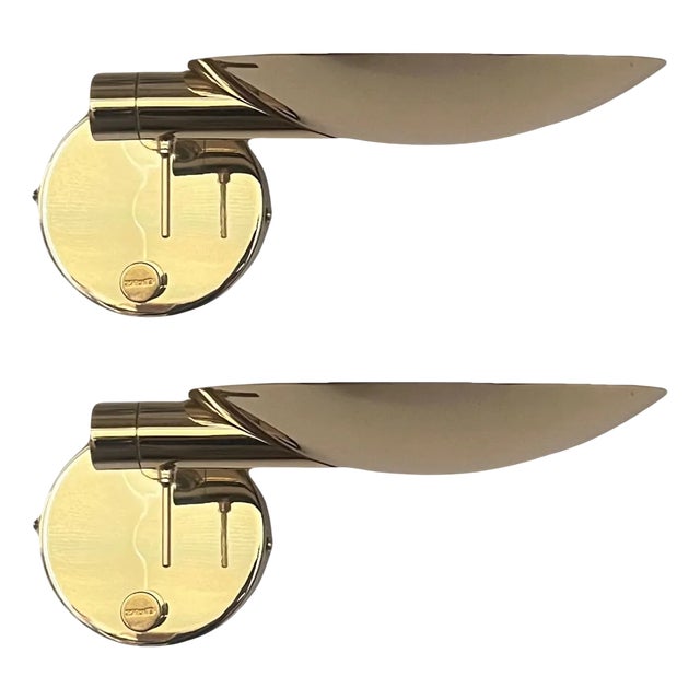 Vintage Spanish Articulated Gold Wall Sconces by Estiluz, 1980s, Set of 2 For Sale