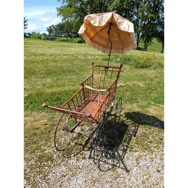 Victorian Antique Victorian Perambulator Carriage Go-Cart With Umbrella the Kinley 1870s Rare For Sale - Image 3 of 18
