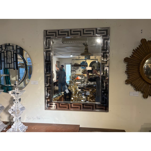 1980s Greek Key Chrome Mirror For Sale In Houston - Image 6 of 6