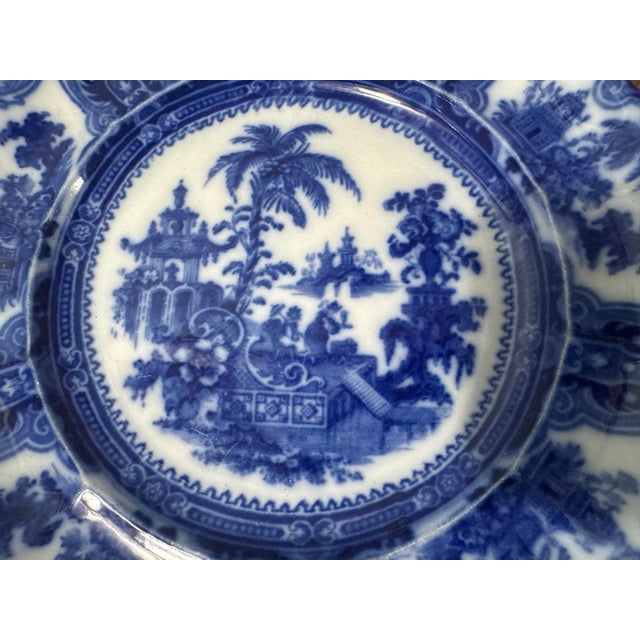Late 19th Century Antique Kyber Flow Blue England Porcelain 10" Dinner Plate For Sale - Image 5 of 10