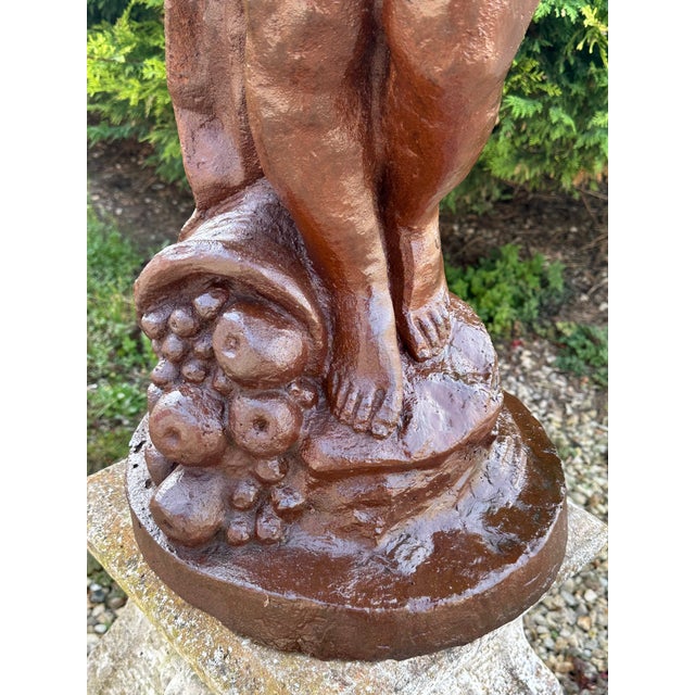 Cast Iron The Girl with the Butterfly Statue, 1980s For Sale - Image 12 of 13