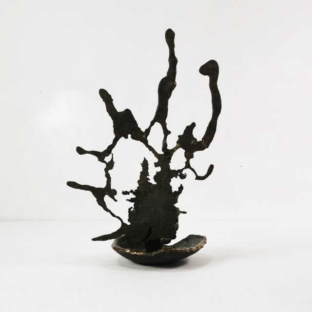 Brutalist Cast Iron Candlestick, Belgium, 1960s For Sale - Image 4 of 15