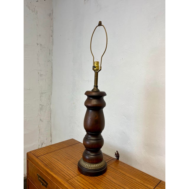 Mid-Century Modern Mid Century Turned Wood Lamp For Sale - Image 3 of 4