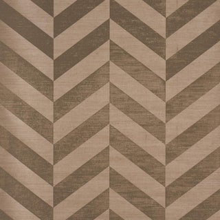Schumacher Staggered Chevron Sisal Wallpaper In Brown For Sale