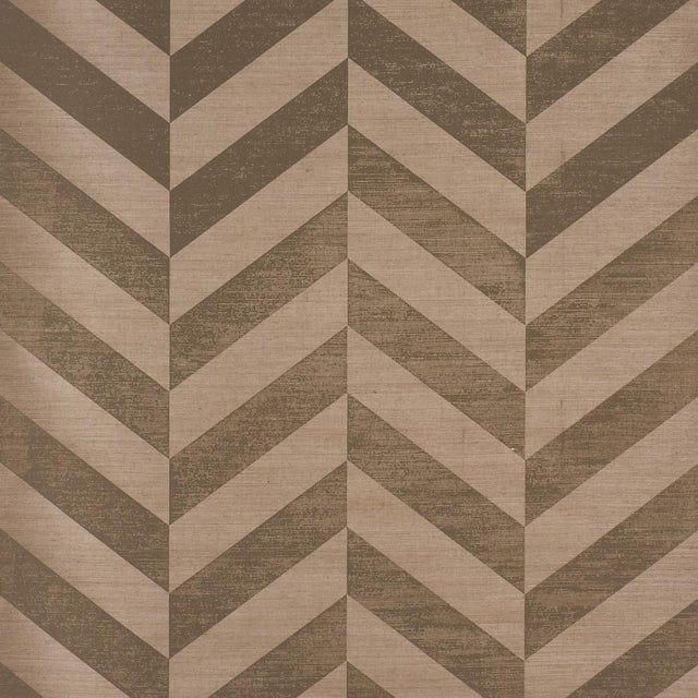 Schumacher Staggered Chevron Sisal Wallpaper In Brown For Sale