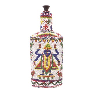 Vintage African Beaded Bottle For Sale