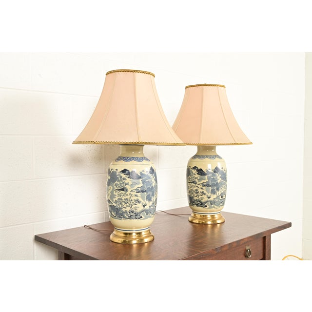 Westwood Lamps 1970s Chinese Blue and White Porcelain Ginger Jar Table Lamps by Westwood - a Pair For Sale - Image 4 of 16