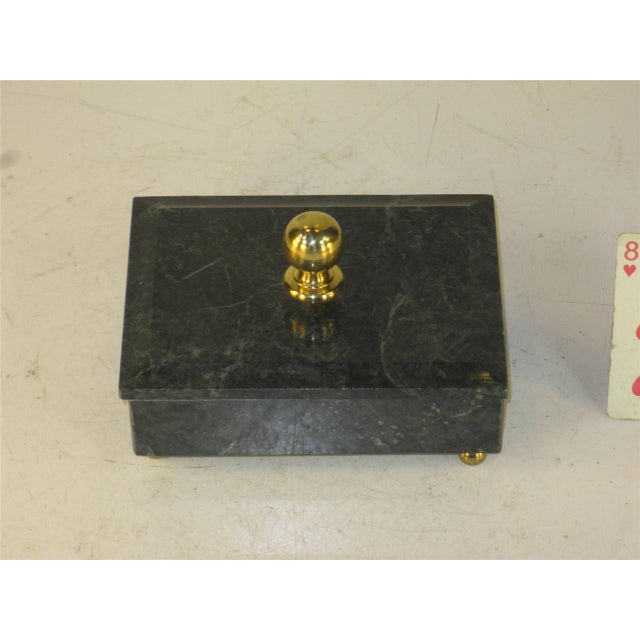 Trinket Jewelry Kye Ring Box Vintage Green Marble For Sale - Image 4 of 12